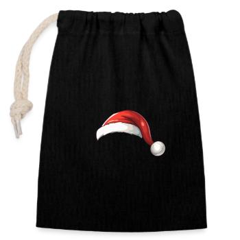 Santa hat - Closable cotton gift bag (14x20cm) - black - Front