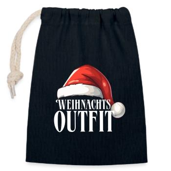 Weihnachtsoutfit - Verschließbarer Geschenkbeutel aus Baumwolle (14x20cm) - Navy - Vorne