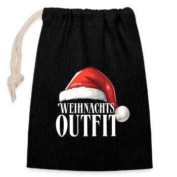 Weihnachtsoutfit - Verschließbarer Geschenkbeutel aus Baumwolle (14x20cm) - Schwarz - Vorne