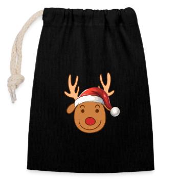 Reindeer Christmas - Closable cotton gift bag (14x20cm) - black - Front