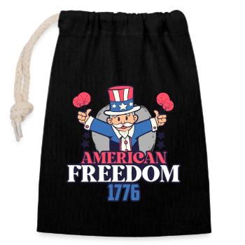 American Freedom Eagle 4th Of July Patriotic - Closable cotton gift bag (14x20cm) - black - Front