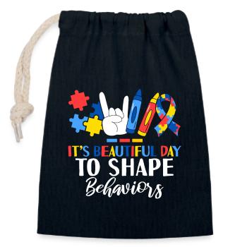 It's Beautiful Day To Shape Behaviors ABA - Verschließbarer Geschenkbeutel aus Baumwolle (14x20cm) - Navy - Vorne