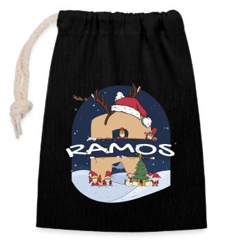 Impressionnant nom de Ramos w chapeau de père Noël dans le thème de Noël - Sac cadeau en coton avec cordon (14 x 20 cm) - noir - Devant