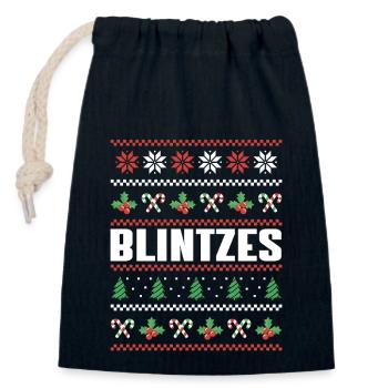 Hässliches Blintzes Weihnachtsoutfit - Verschließbarer Geschenkbeutel aus Baumwolle (14x20cm) - Navy - Vorne