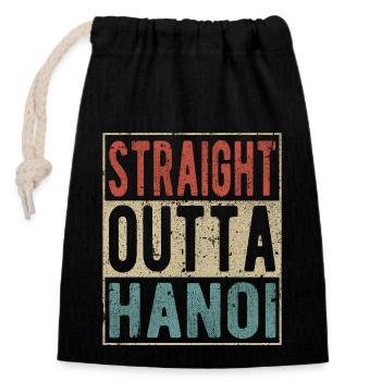 Tout droit sortie de Hanoï - Sac cadeau en coton avec cordon (14 x 20 cm) - noir - Devant