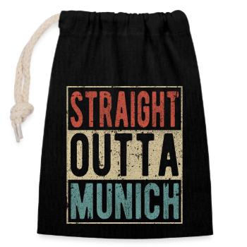 Direkt aus München - Verschließbarer Geschenkbeutel aus Baumwolle (14x20cm) - Schwarz - Vorne