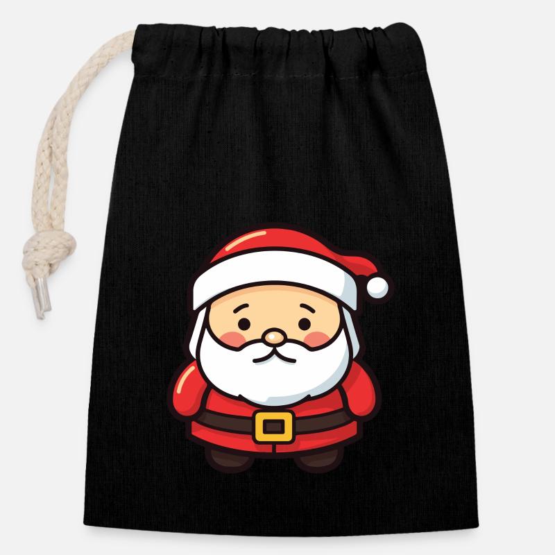 Père Noël drôle de Noël - Sac cadeau en coton avec cordon (14 x 20 cm) - noir