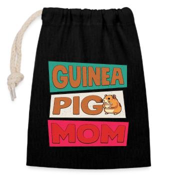 Cochon d’Inde Maman Cavy Amant Cochons d’Inde Rongeur - Sac cadeau en coton avec cordon (14 x 20 cm) - noir - Devant