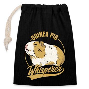 Cochon d’Inde Chuchoter Cavy Amant Cochons d’Inde Rongeur - Sac cadeau en coton avec cordon (14 x 20 cm) - noir - Devant