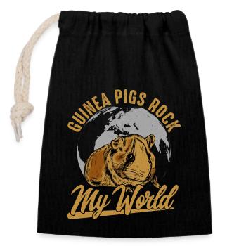 Guinea Pigs Rock My World Rodent Cavy Lover - Closable cotton gift bag (14x20cm) - black - Front