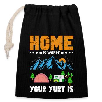Glamper Camping Holidays Mountains Hikers Glamping - Closable cotton gift bag (14x20cm) - black - Front