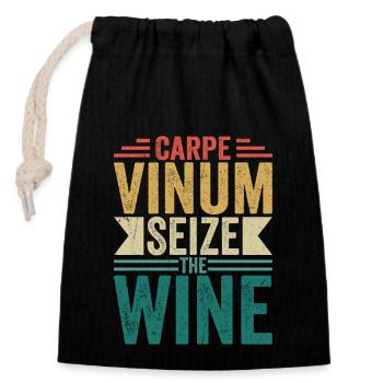 Carpe Vinum Saisir le vignoble viticole - Sac cadeau en coton avec cordon (14 x 20 cm) - noir - Devant
