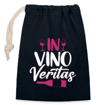 In Vino Veritas Vintner Wine Winery - Sac cadeau en coton avec cordon (14 x 20 cm) - bleu marine - Devant