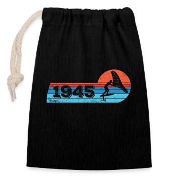 Wingfoil-Surfer Geburtstag Jahrgang 1945 geboren - Verschließbarer Geschenkbeutel aus Baumwolle (14x20cm) - Schwarz - Vorne