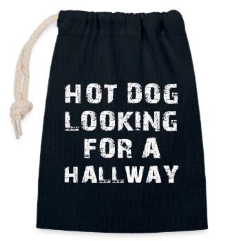 Hot Dog Looking For A Hallway - Closable cotton gift bag (14x20cm) - navy - Front