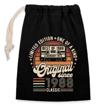Surprise d’anniversaire Vintage emblématique de 1988 - Sac cadeau en coton avec cordon (14 x 20 cm) - noir - Devant