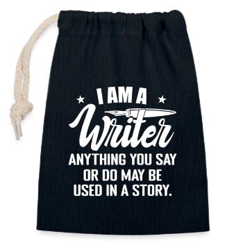 I Am A Writer Funny Author Novelist Novel Writing - Closable cotton gift bag (14x20cm) - navy - Front