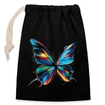 Cyber Wings: Digital Butterfly - Closable cotton gift bag (14x20cm) - black - Front