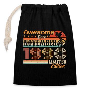 A legend was born in November 1990 - 1990 - Closable cotton gift bag (14x20cm) - black - Front