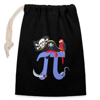 Pi Day Pirate Perroquet Math Geek Halloween Animal - Sac cadeau en coton avec cordon (14 x 20 cm) - noir - Devant