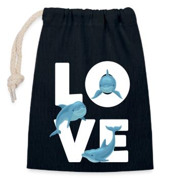 Dolphin Love - Verschließbarer Geschenkbeutel aus Baumwolle (14x20cm) - Navy - Vorne