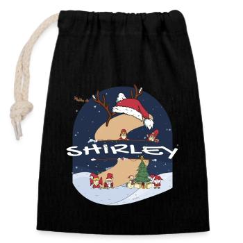 Génial Shirley nom w chapeau de père Noël dans le thème de Noël - Sac cadeau en coton avec cordon (14 x 20 cm) - noir - Devant