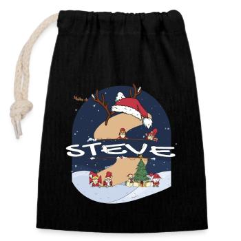 Impressionnant Steve Nom w chapeau de Père Noël dans le thème de Noël - Sac cadeau en coton avec cordon (14 x 20 cm) - noir - Devant