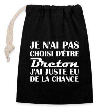 Je suis bretonne / Humour cadeau bretonne - Sac cadeau en coton avec cordon (14 x 20 cm) - noir - Devant