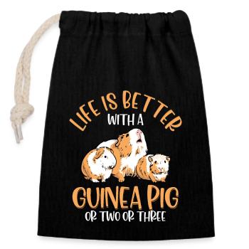 Life Is Better With A Guinea Pig Or Two Or Three R - Closable cotton gift bag (14x20cm) - black - Front