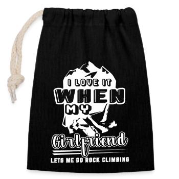 I Love It When My Girl Lets Me Go Rock Climbing - Closable cotton gift bag (14x20cm) - black - Front