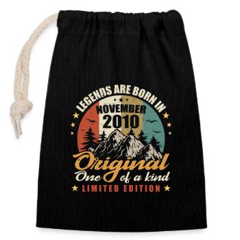 Legends were born in November 2010, original 2010 - Closable cotton gift bag (14x20cm) - black - Front