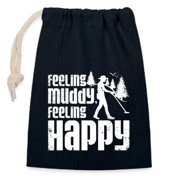 Feeling muddy feeling happy dirty fishing - Verschließbarer Geschenkbeutel aus Baumwolle (14x20cm) - Navy - Vorne