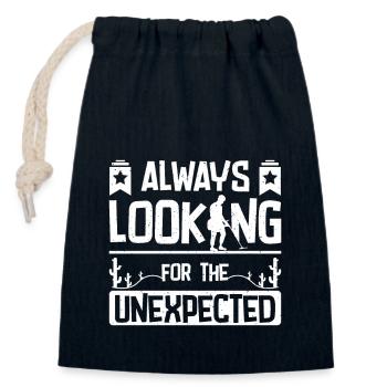 Always looking for the unexpected dirty fishing - Closable cotton gift bag (14x20cm) - navy - Front