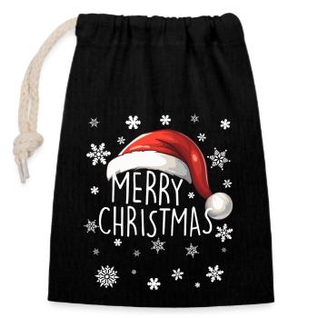 Joyeux Noël - Sac cadeau en coton avec cordon (14 x 20 cm) - noir - Devant