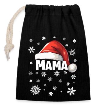 Mom Christmas - Closable cotton gift bag (14x20cm) - black - Front