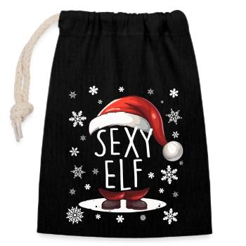 Elfe sexy - Sac cadeau en coton avec cordon (14 x 20 cm) - noir - Devant