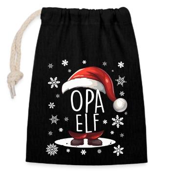 Opa Elf - Verschließbarer Geschenkbeutel aus Baumwolle (14x20cm) - Schwarz - Vorne
