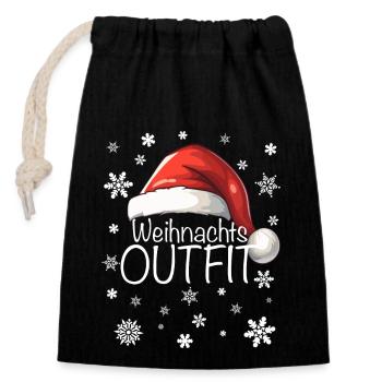 Weihnachtsoutfit - Verschließbarer Geschenkbeutel aus Baumwolle (14x20cm) - Schwarz - Vorne