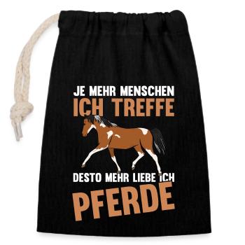 Pferd Reiten Bauernhof Bauer Pferdebesitzer Pferde - Verschließbarer Geschenkbeutel aus Baumwolle (14x20cm) - Schwarz - Vorne