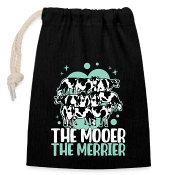 Livestock Breeder The Mooer The Merrier Breeders - Closable cotton gift bag (14x20cm) - black - Front