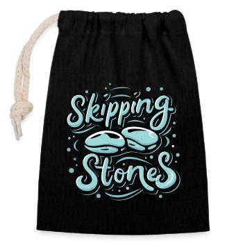 Skipping Stones - Closable cotton gift bag (14x20cm) - black - Front