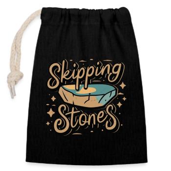 Skipping Stones - Closable cotton gift bag (14x20cm) - black - Front