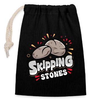 Skipping Stones - Verschließbarer Geschenkbeutel aus Baumwolle (14x20cm) - Schwarz - Vorne
