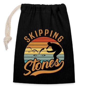 Skipping Stones - Closable cotton gift bag (14x20cm) - black - Front
