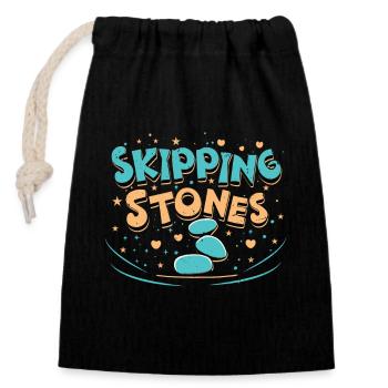 Skipping Stones - Verschließbarer Geschenkbeutel aus Baumwolle (14x20cm) - Schwarz - Vorne