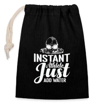Instant Athlete Lust add Water Schwimmen Sport - Verschließbarer Geschenkbeutel aus Baumwolle (14x20cm) - Schwarz - Vorne