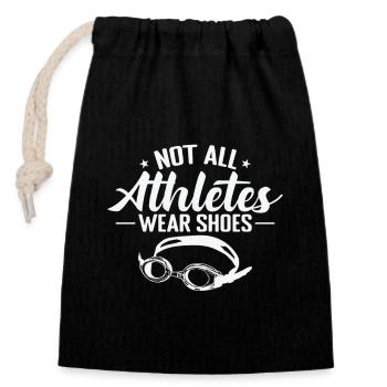 not all Athletes wear Shoes Schwimmen Sport - Verschließbarer Geschenkbeutel aus Baumwolle (14x20cm) - Schwarz - Vorne