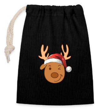 Reindeer Christmas - Closable cotton gift bag (14x20cm) - black - Front
