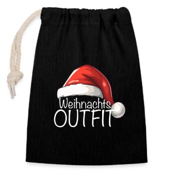 Weihnachts Outfit - Verschließbarer Geschenkbeutel aus Baumwolle (14x20cm) - Schwarz - Vorne