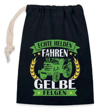 Echte helden fahren gelbe felgen - Verschließbarer Geschenkbeutel aus Baumwolle (14x20cm) - Navy - Vorne